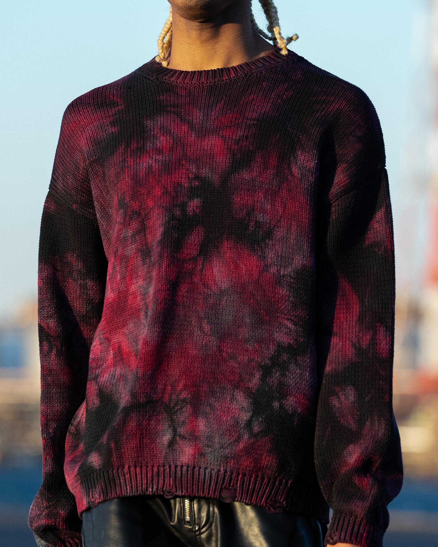 Tie-Dye Crewneck Sweater / Wine｜LAST NEST Official Online Site