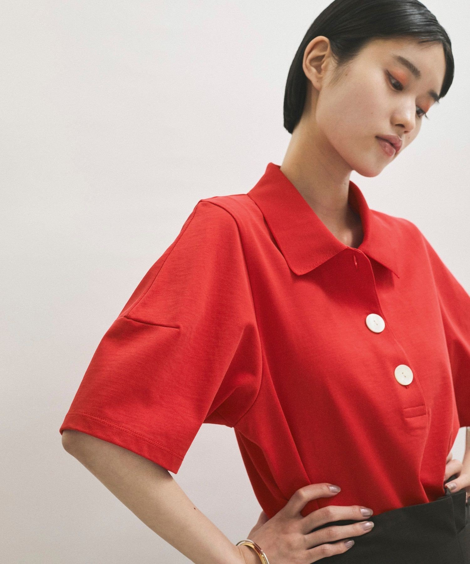 ADAM ET ROPE'｜コクーンスリーブポロシャツ | Rakuten Fashion(楽天