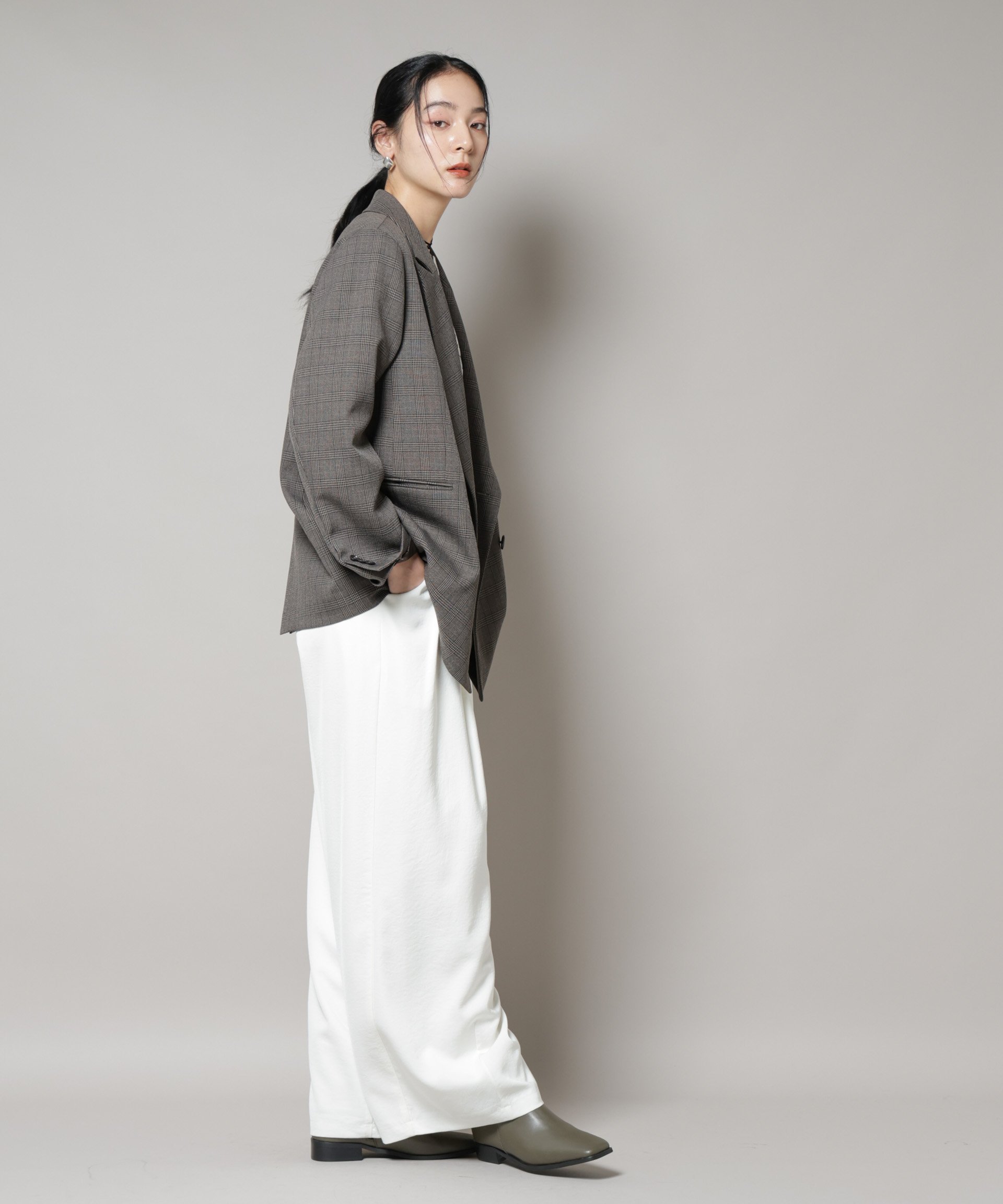 NANO universe｜ストレッチサージチェックダブルジャケット