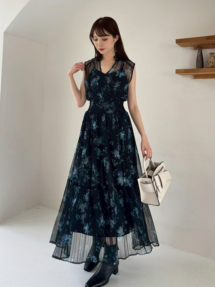 FRAY I.D｜【00サイズ】シアーフラワープリーツワンピース | Rakuten