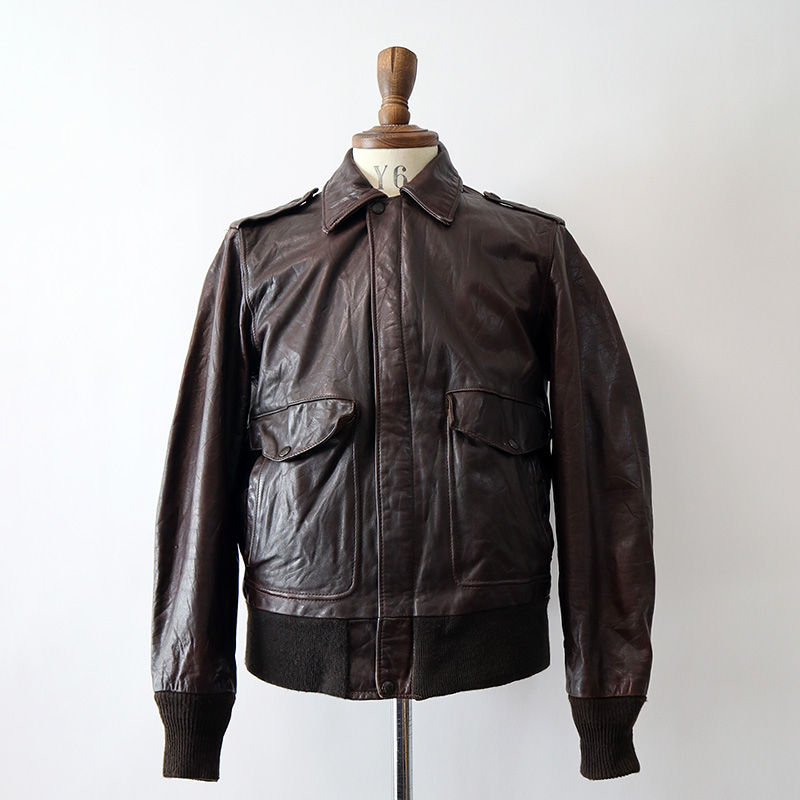 80's SCHOTT LEATHER A-2 style ZIP JACKET,USED/VINTAGE (Men's