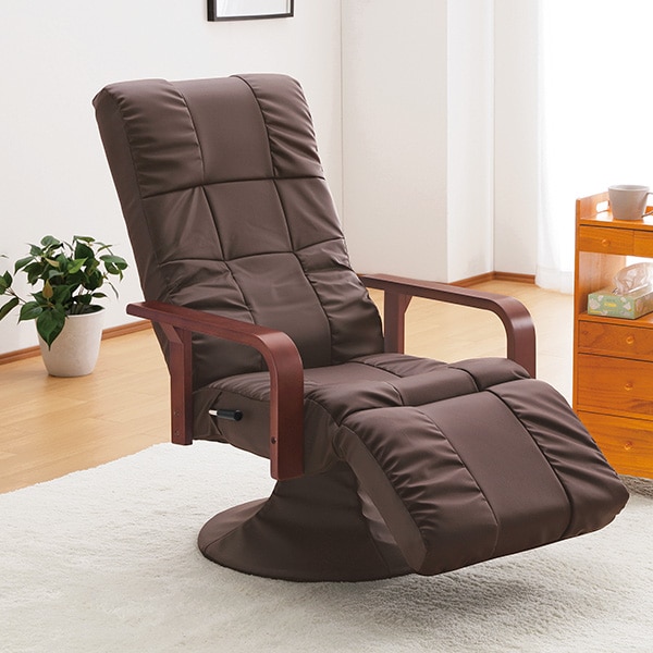 もこもこフットレスト付DXリクライニングチェア(ダークブラウン): 家具