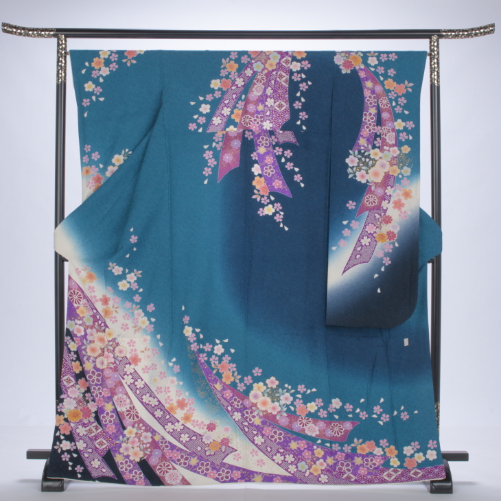 f0816068r2】【グリーン系】振袖 レンタル フルセット Mサイズ 【状態