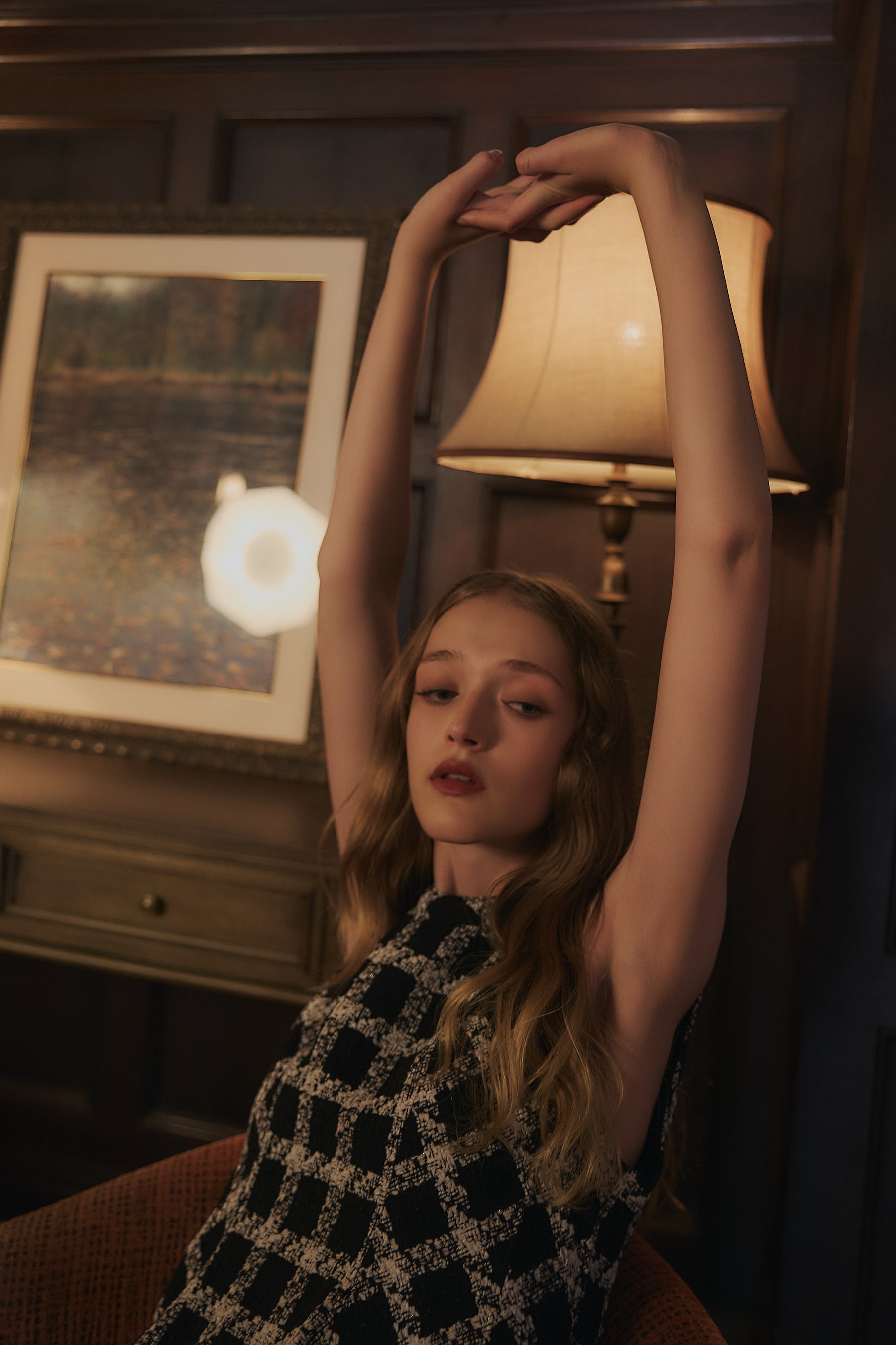 Vol.1 Check Tweed Peplum Top