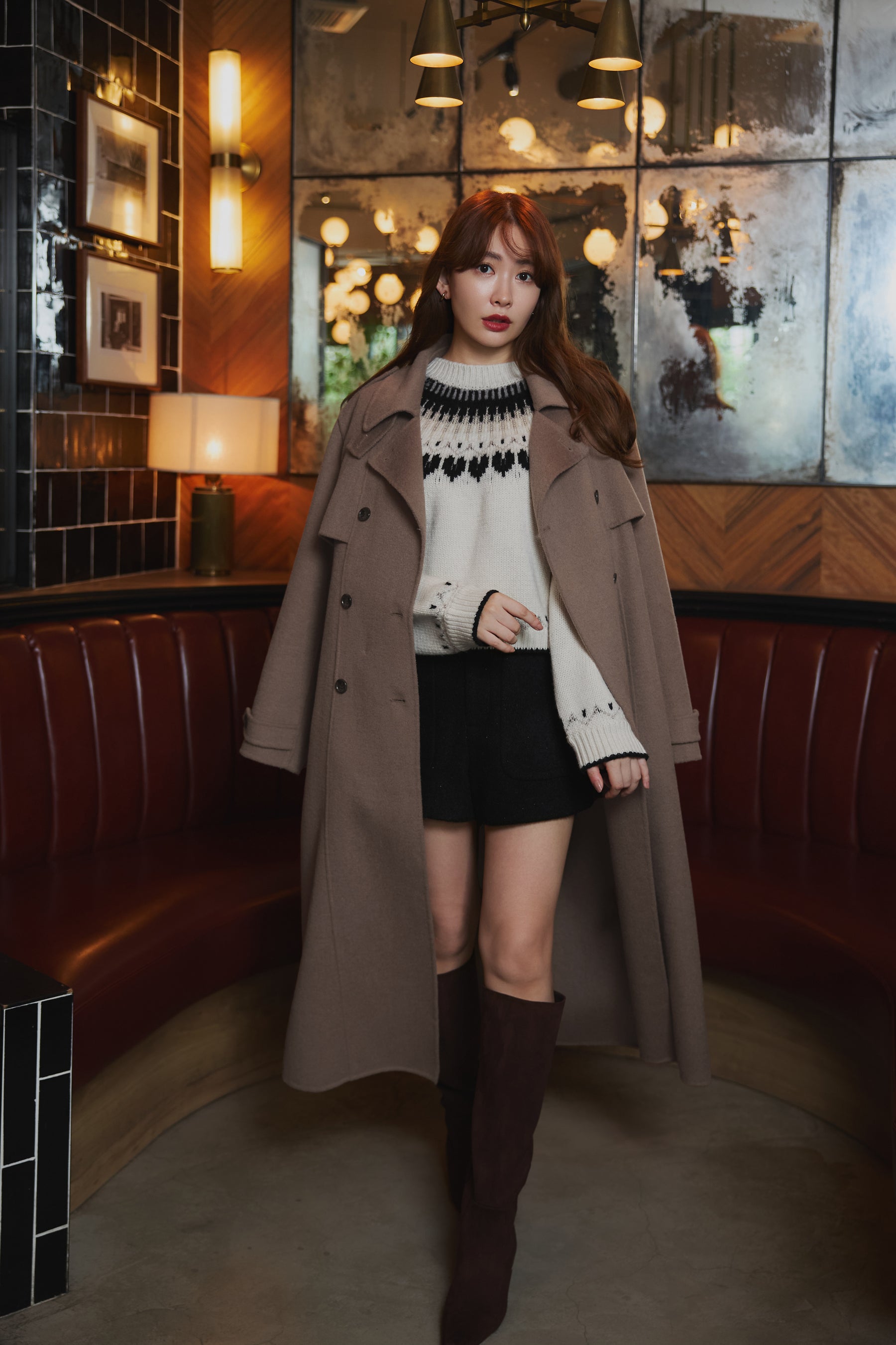 Wool-Blend Rever Trench Coat