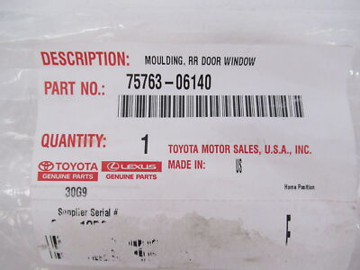 Genuine OEM Toyota 75763-06140 Passenger Rear Door Upper Molding