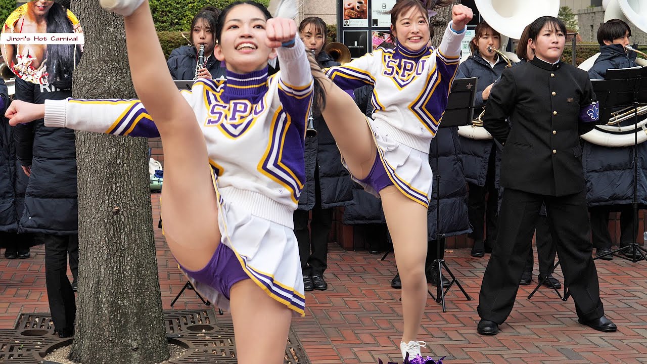 第100回箱根駅伝応援 お正月の日比谷でハイキックの立教大チア - YouTube