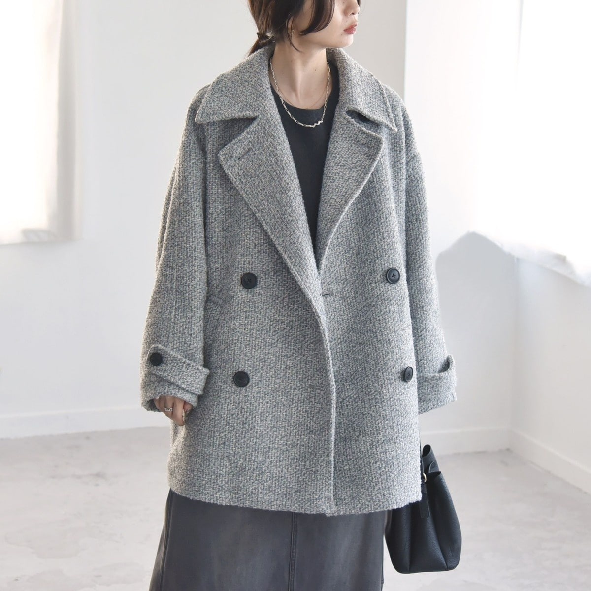 quaranciel: ツイード ボンディング ダブル コート | カランシエル