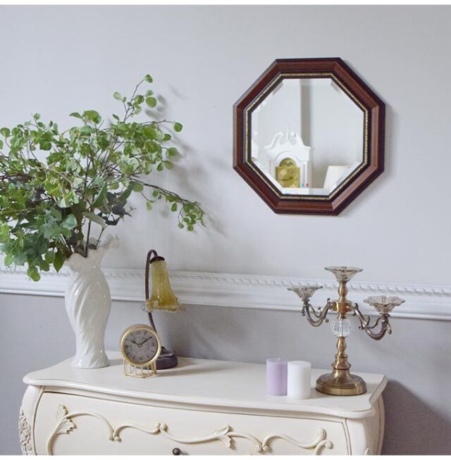 イタリア製 八角形 ウォールミラー(壁掛け鏡) 52×52cm｜おしゃれ