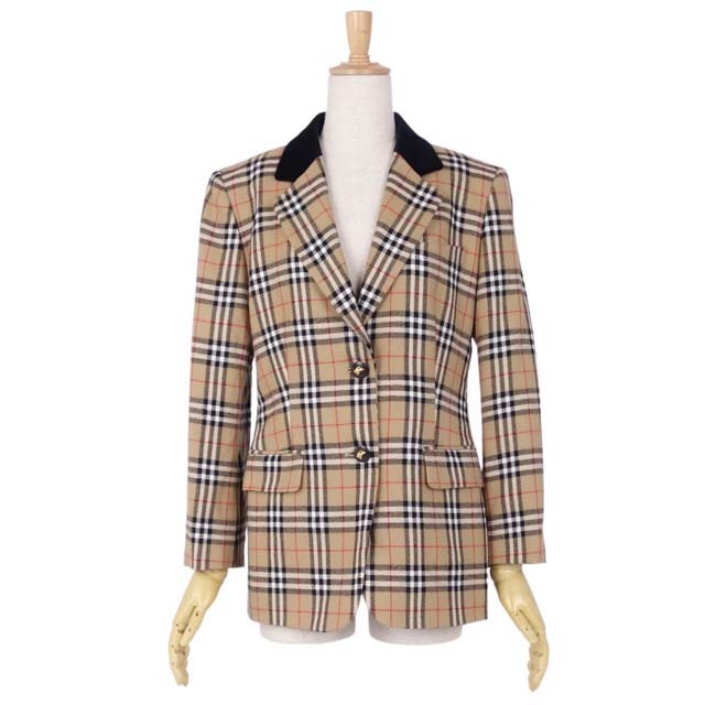 BURBERRY - バーバリー ジャケット ブレザー 襟ベロア チェック ウール