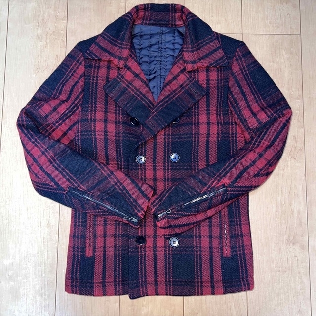 SHELLAC - 美品SHELLACメルトンチェックPコート5351アタッチメント