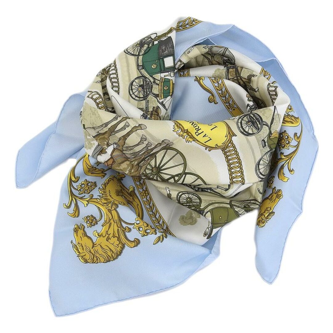 HERMES - エルメス HERMES スカーフ カレ90 シルク ブルー ロンシャン