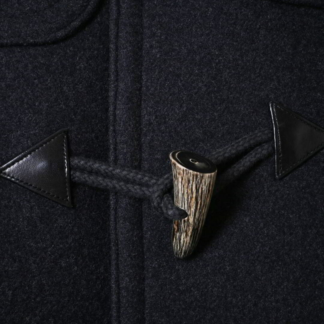 名品 HERMES ウールダッフルコート アウター ショート丈 ブラック 38