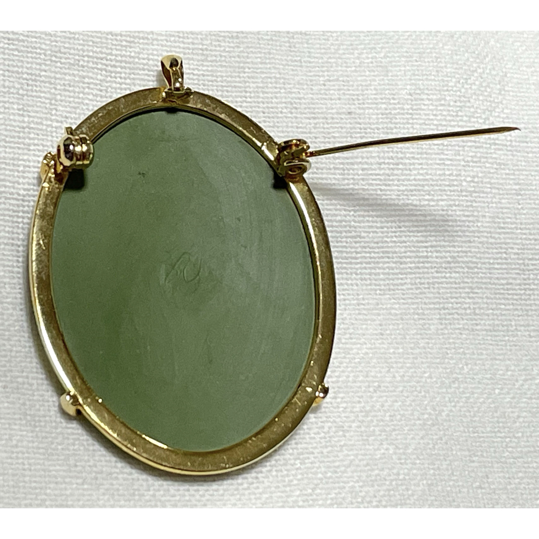 ③【TOHCA】陶華 紀元作 カメオ ブローチ(ペンダント トップ)陶器の