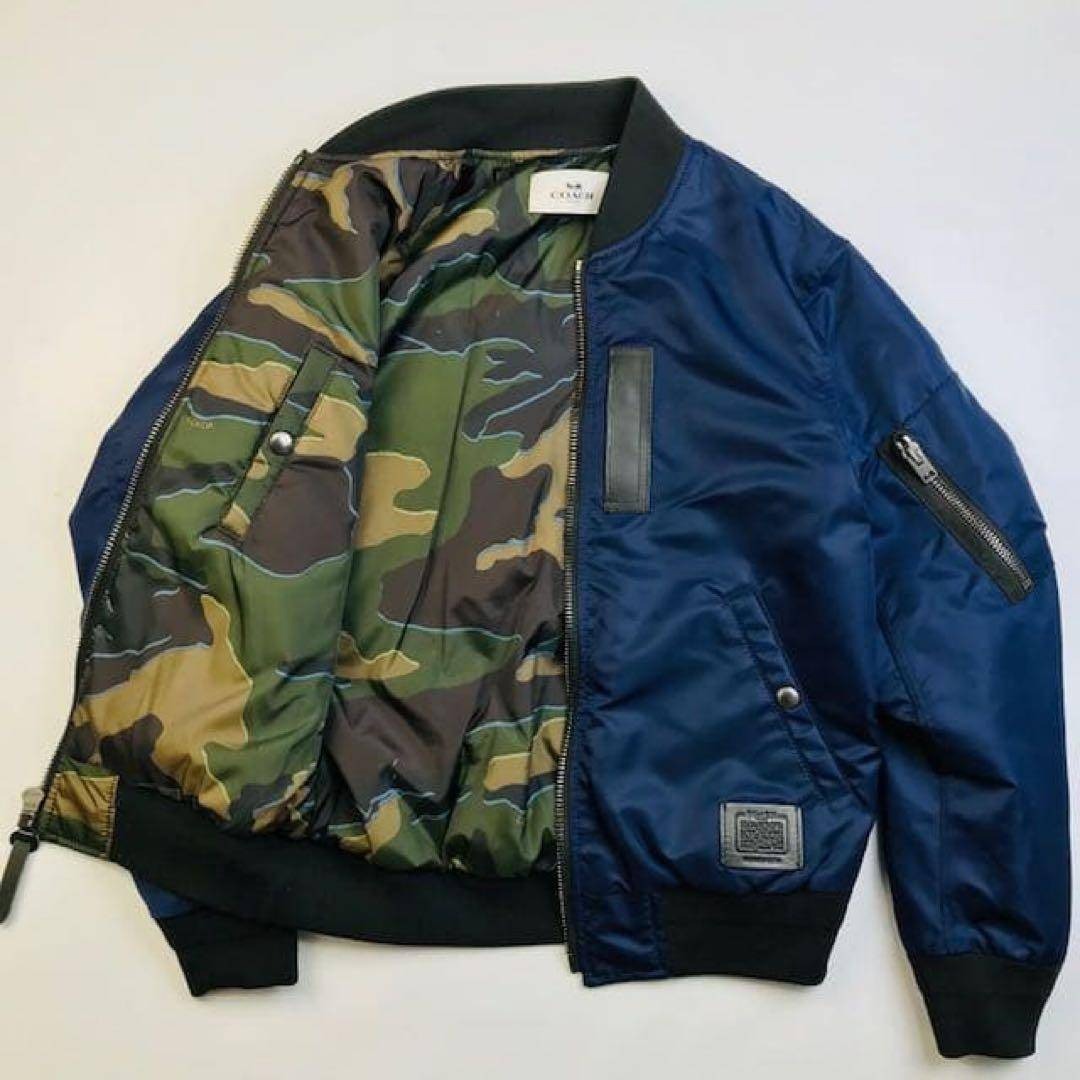 COACH - コーチ MA-1ジャケット ネイビー×カモフラージュ柄 メンズの