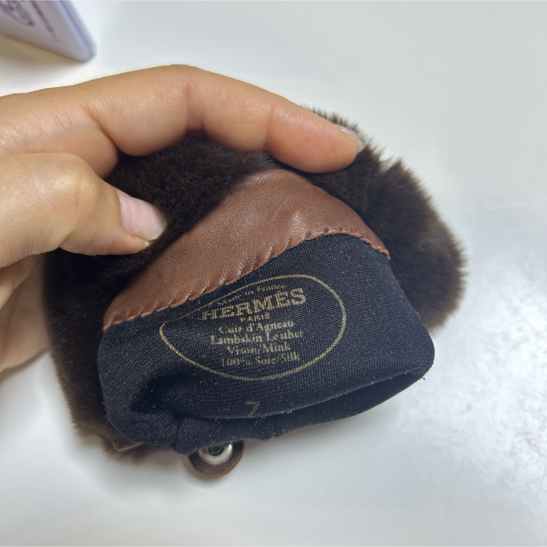 HERMES エルメス ミンクファー付きグローブ ケリー 茶 7