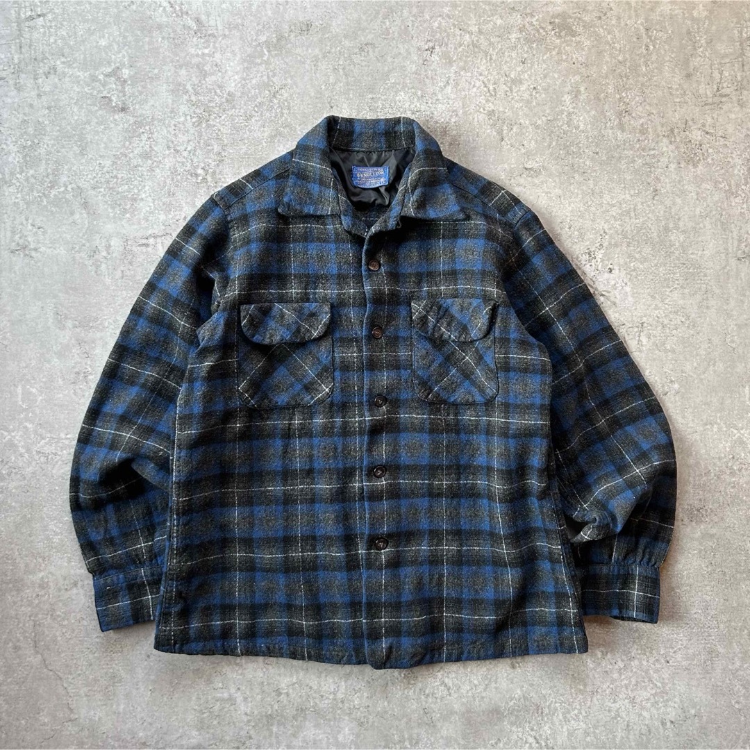 PENDLETON - 50s ペンドルトン ボードシャツ/ウールシャツ M ブルー