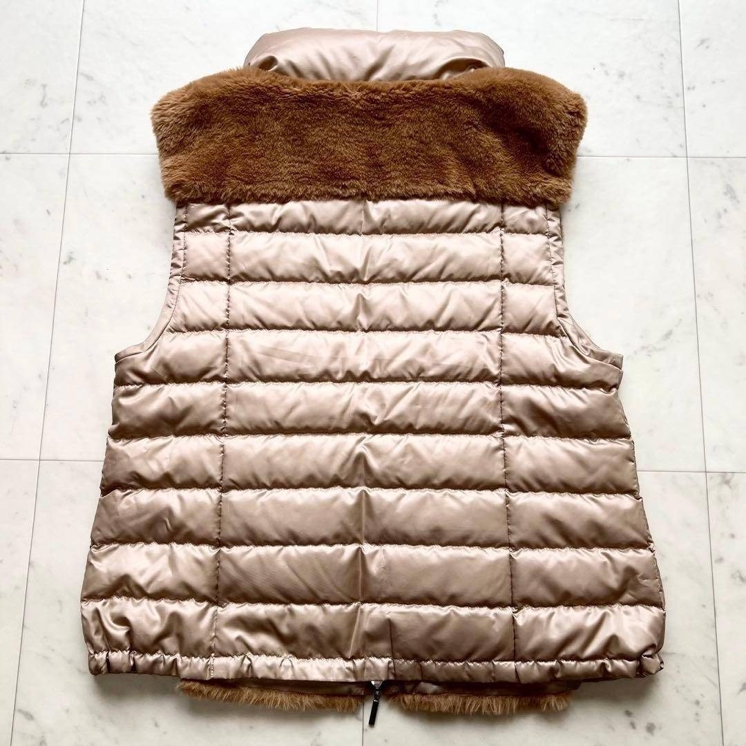 MORABITO - MORABITO blanc フェイクファー ダウンベスト ブラウン 38