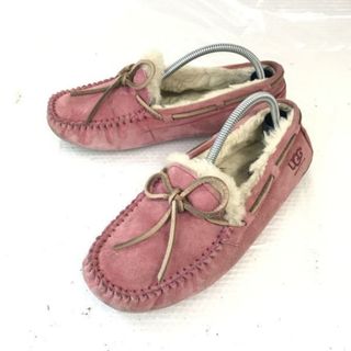 アグ/UGG☆リボンモカシン/ボア/スリッポン【5/22.0/ピンク/PINK