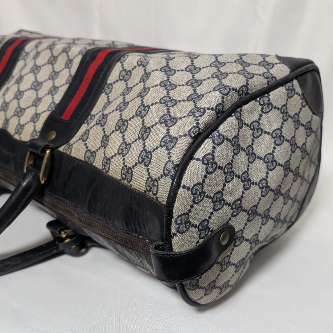 GUCCI - グッチ GGスプリーム シェリーライン ネイビー ボストンバッグ