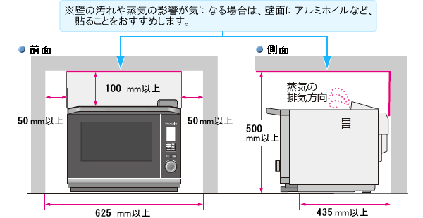 ウォーターオーブン（ヘルシオ）｜設置について（AX-GX1）：シャープ