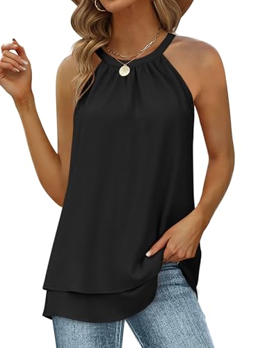 WEESO Halter Tops for Women Casual High Neck Tank Top Trendy