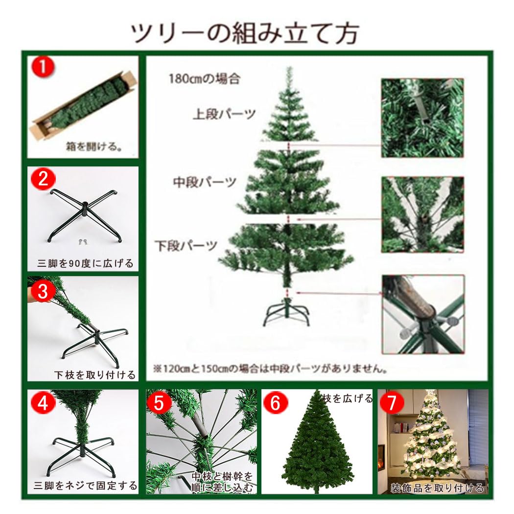 Amazon.co.jp: クリスマスツリー 180cm 860枝豪華増量 ヌードツリー