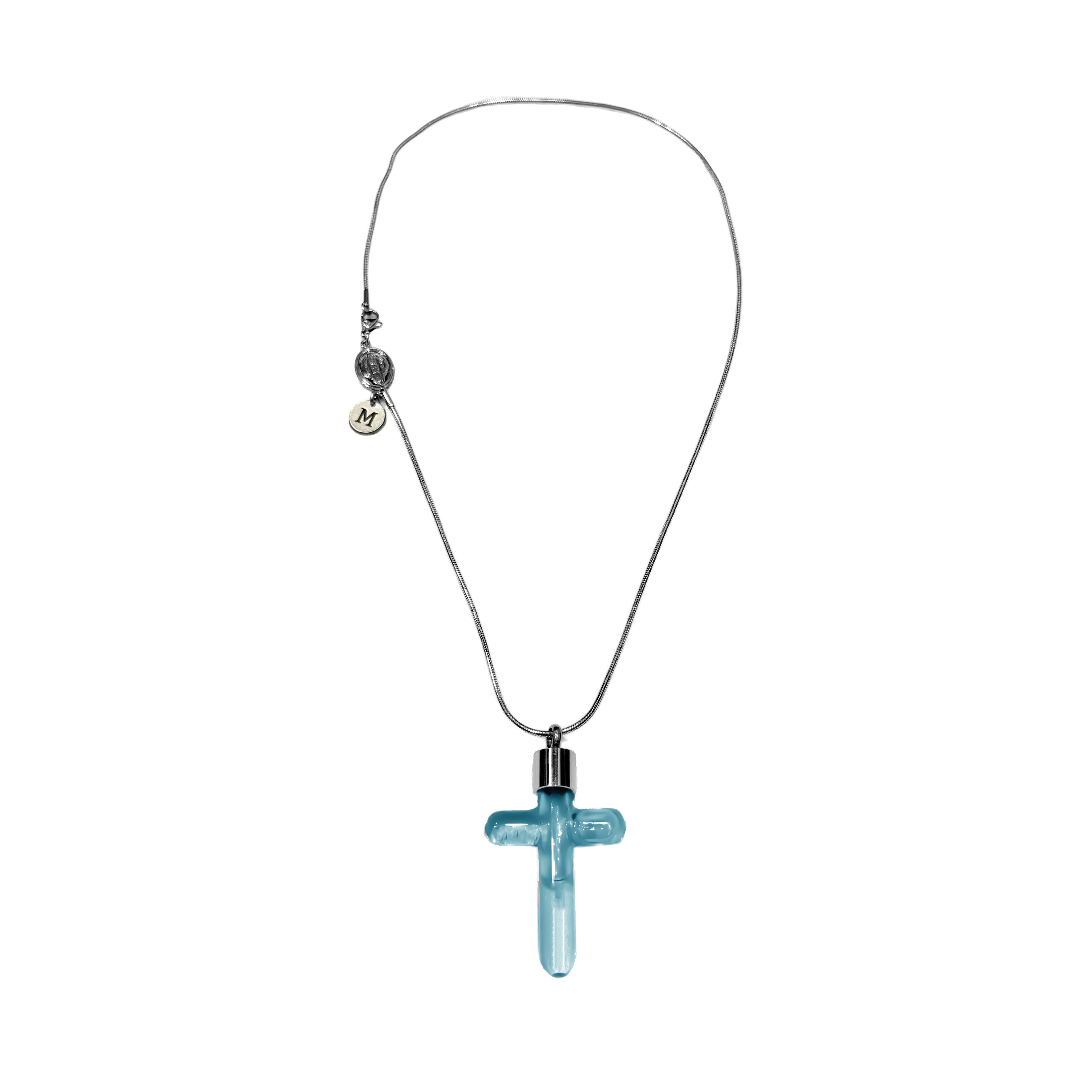 MUZE® × upABORN 【OXYMEL BLUE PERFUME CROSS NECKLACE(SILVER