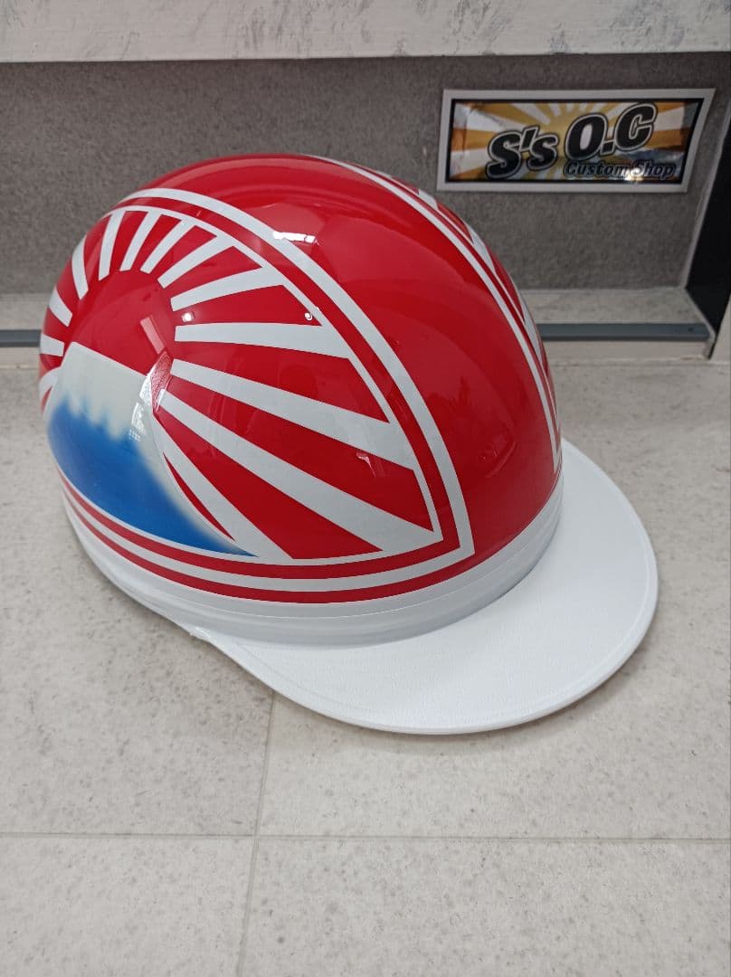 カスタムコルク半　赤白富士日章　富士青 新品塗装品 赤白 センター 青 富士日章 コルク半 ヘルメットの通販 by