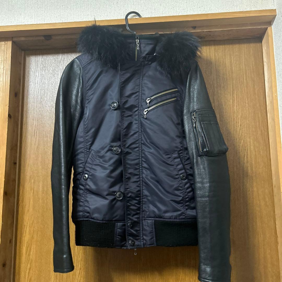 fuga ファージャケット レザー切り替え グランジ お兄系 アーカイブ y2k FUGA ブルゾン アウター 「FUGA/フーガ」ファー付きムートンN2B