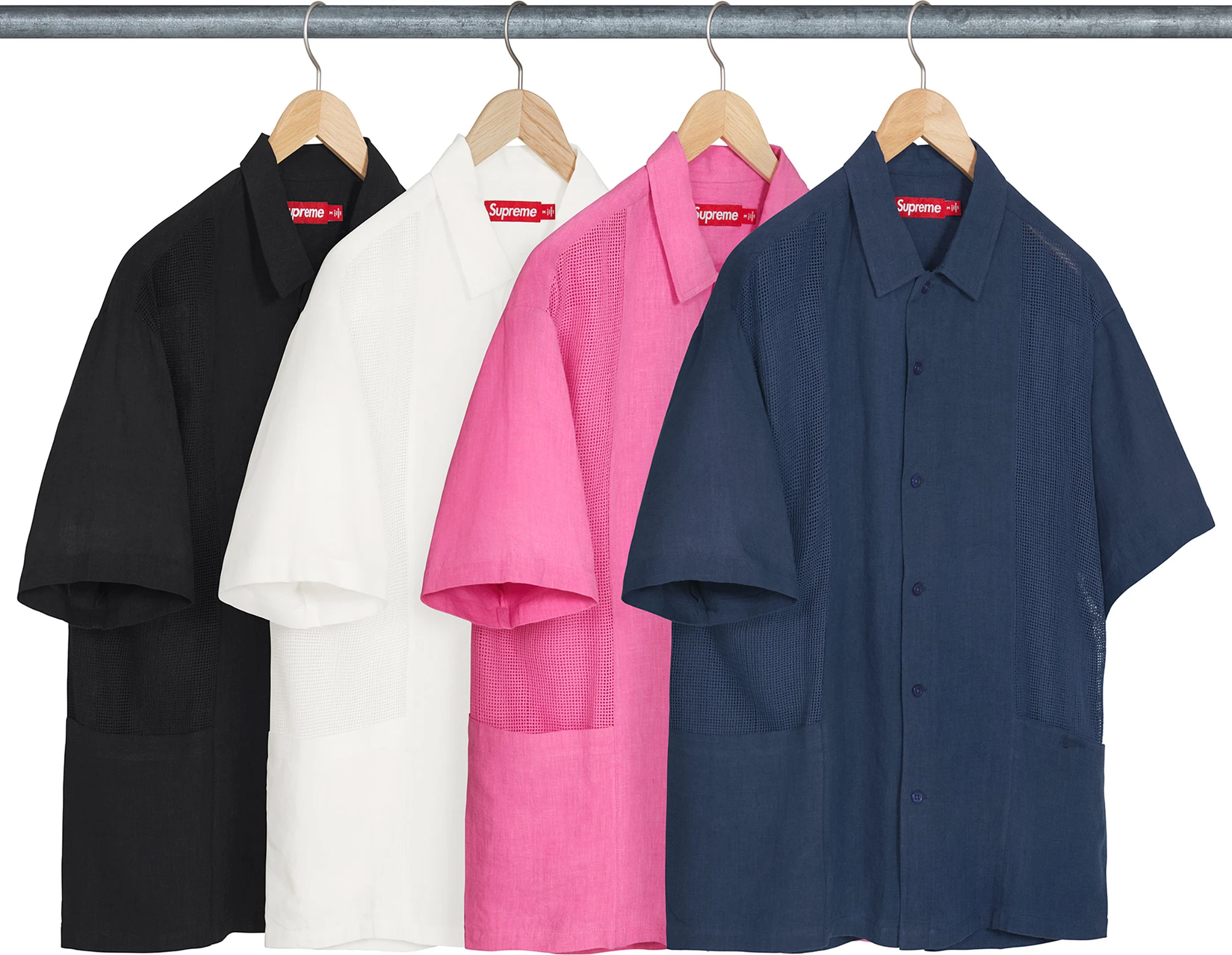 Mesh Panel Linen S/S Shirt | Supreme 24ss