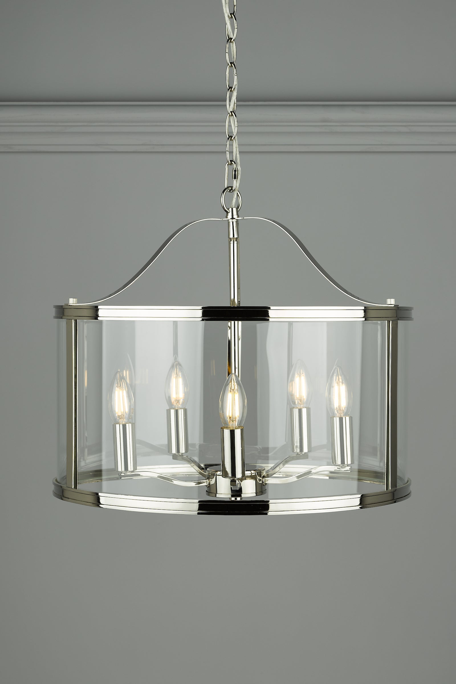 Laura Ashley Harrington 5lt Pendant Polished Nickel | Lantern