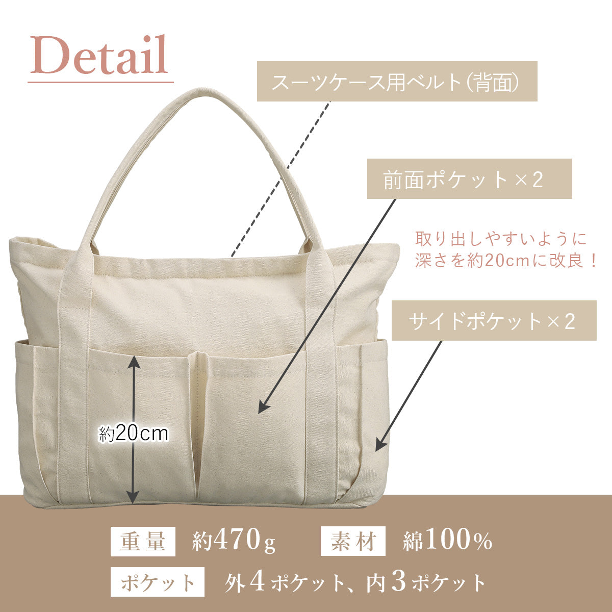 トートバッグ 帆布×大容量｜軽量キャンバストートバッグ キャリーオン