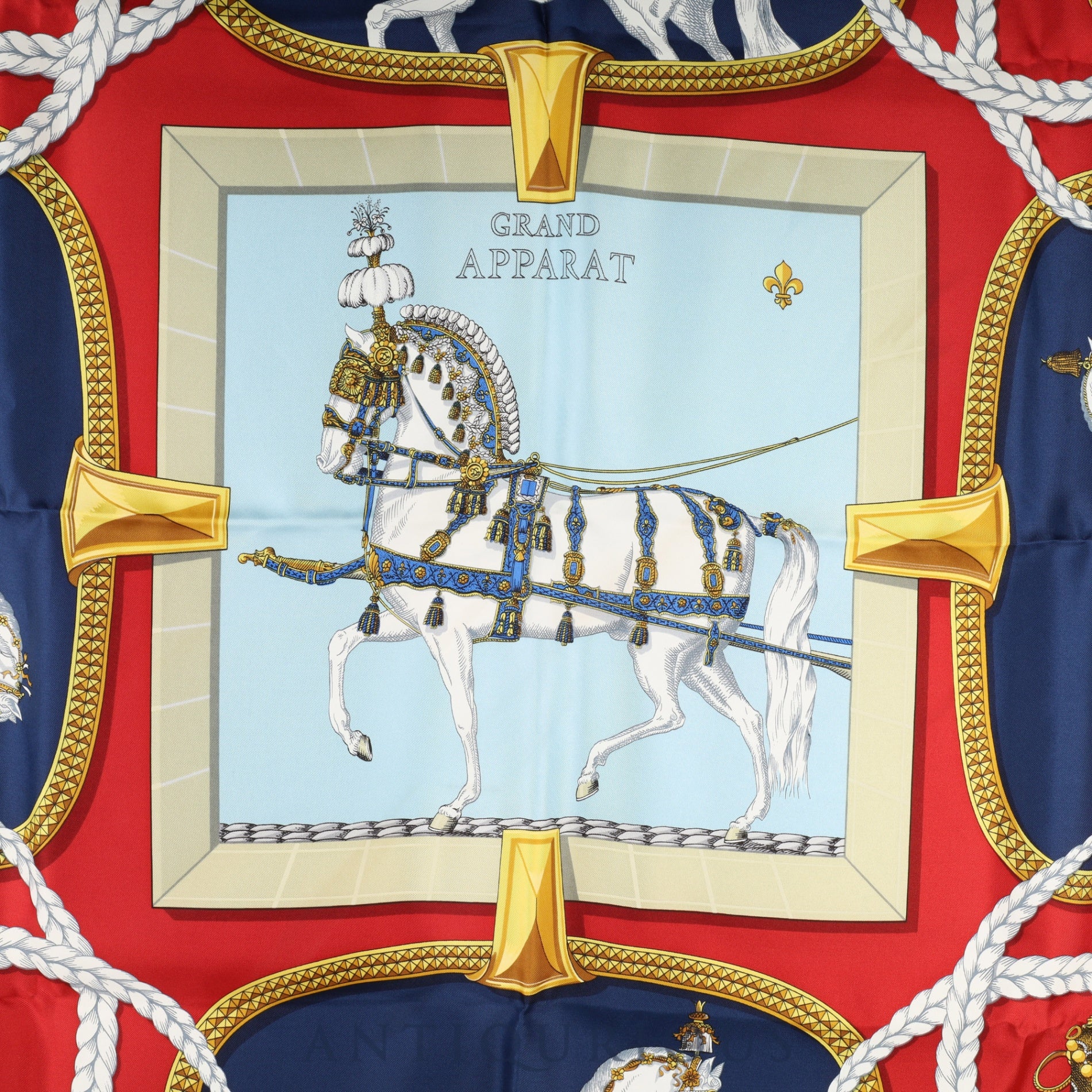 エルメス スカーフ カレ90 GRAND APPARAT 盛装の馬 箱 冊子 SILK100