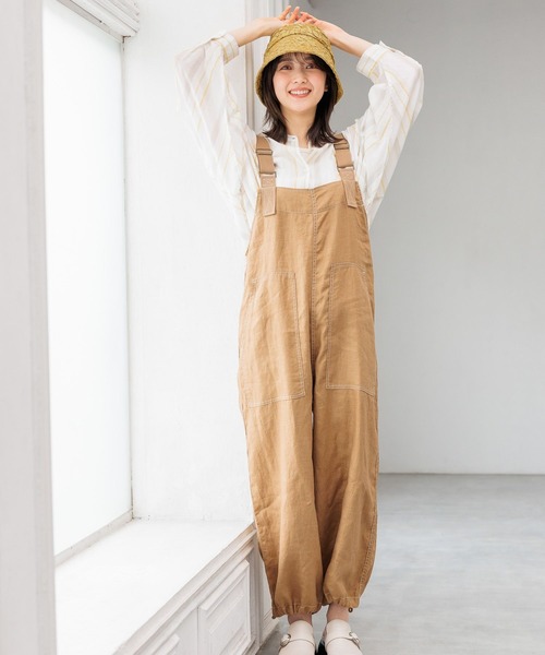 niko and（ニコアンド）の「FINEリネンポケットサロペット