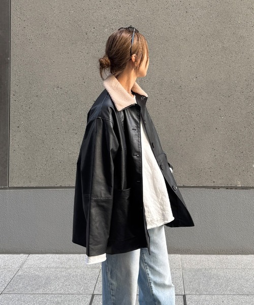 セール】ボアカラーレザージャケット(chiica select) / ライダース