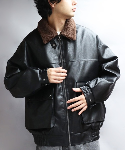 8(eight)（エイト）の「ボア襟G1PUレザーブルゾン（ブルゾン）」 - WEAR