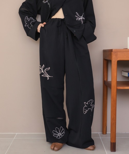 Hideka Original】刺繍パッチワークパンツ / セットアップ対応 ルーズ