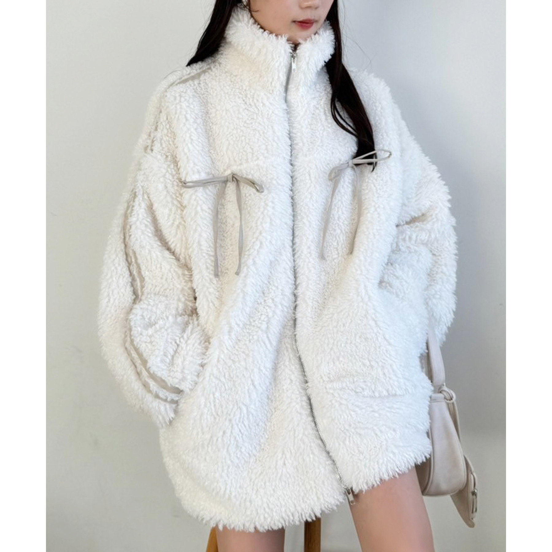 サイドラインボアジャケット/リボン取り外し可能 | ファッション通販