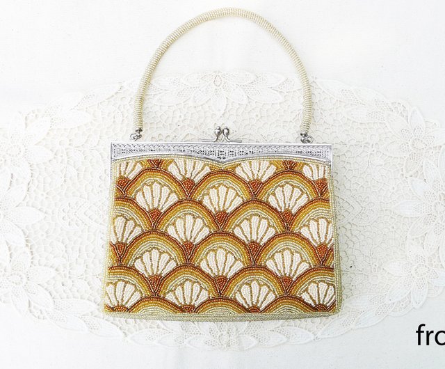 タイ ビーズ刺繍バッグ、ヴィンテージ、手作り、手持ち、夜の外出に